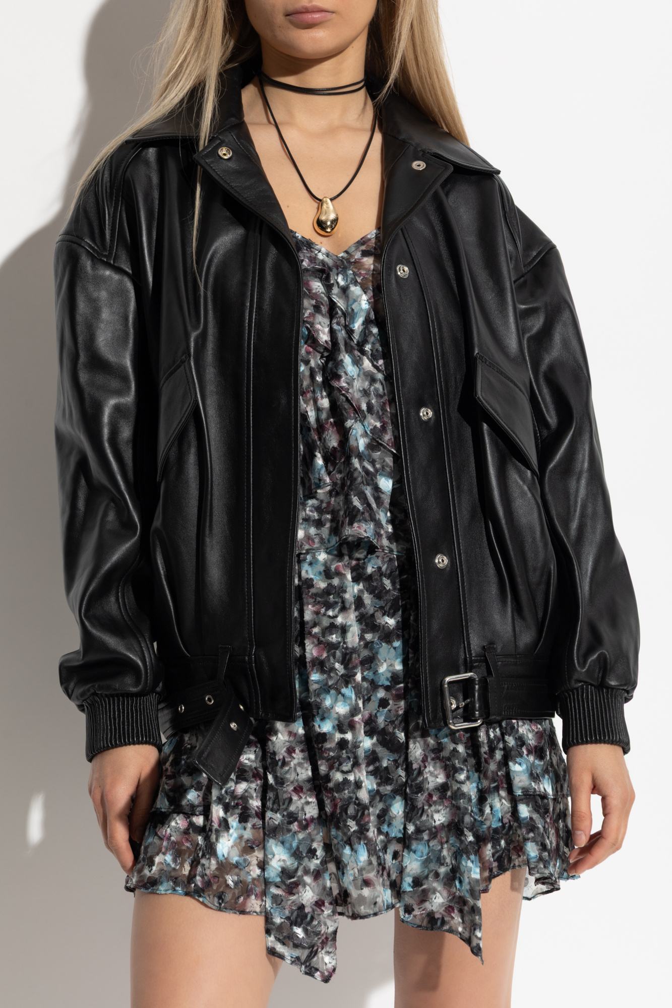 【美品】AMERI BACKWARDS LIKE JACKET 黒 M MA Hollywood leather bomber jacket in black - Amiri | Mytheresa